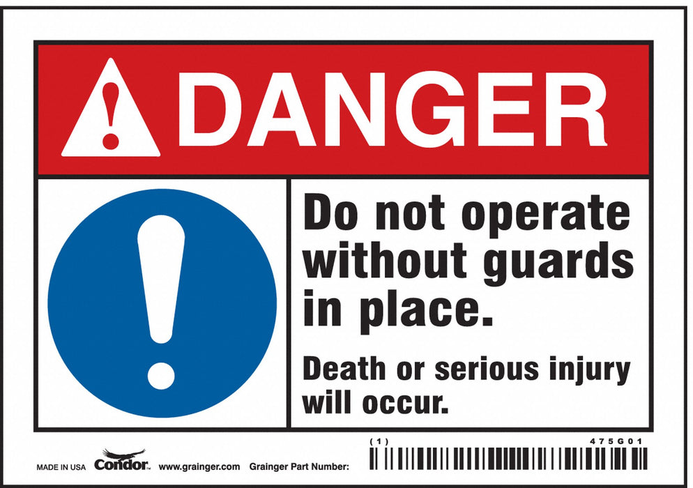 Safety Sign 3 1/2 inx5 in Vinyl