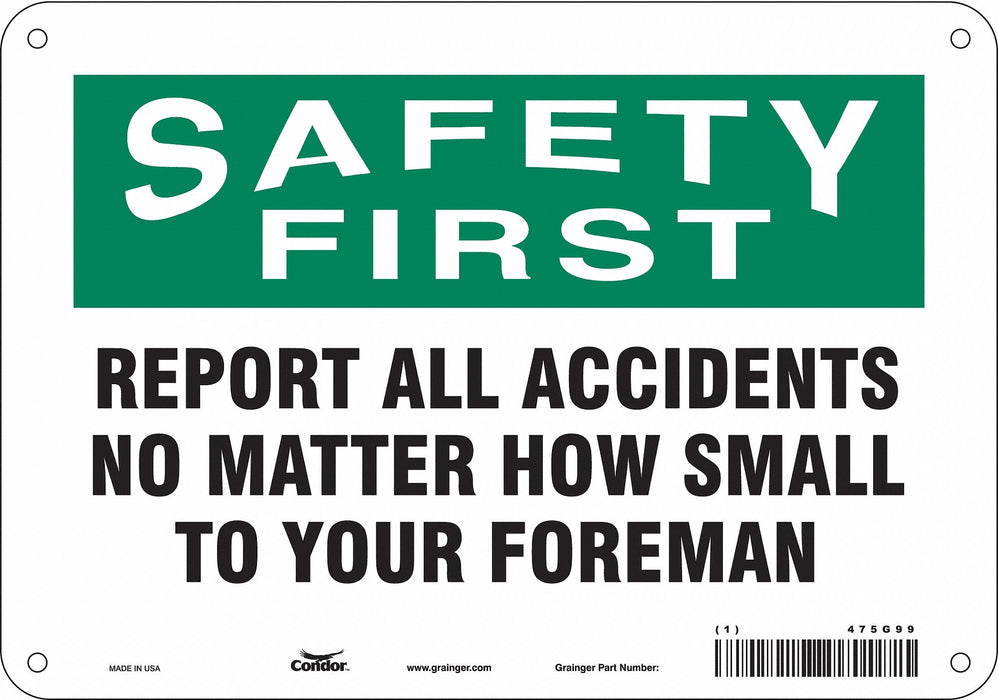 J7028 Safety Sign 7 in x 10 in Aluminum