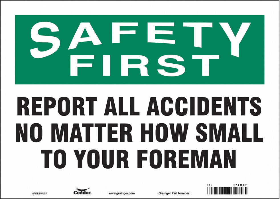 J7028 Safety Sign 10 in x 14 in Vinyl