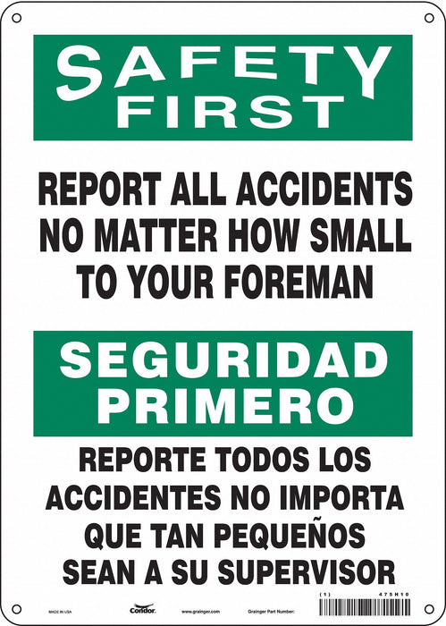 Safety Sign 14 inx10 in Polyethylene