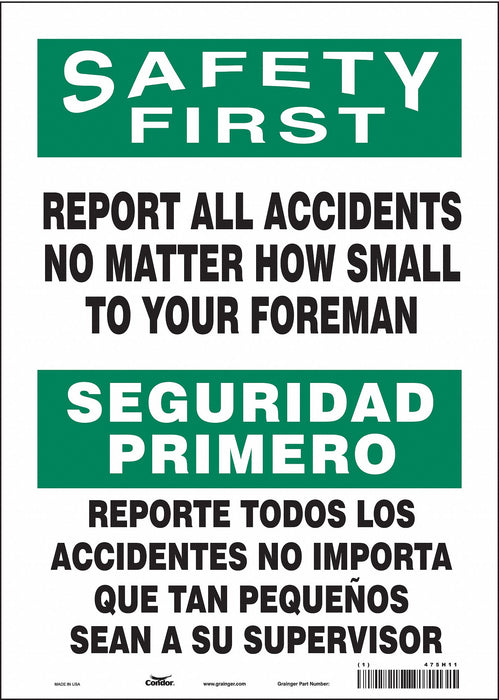 Safety Sign 14 inx10 in Vinyl