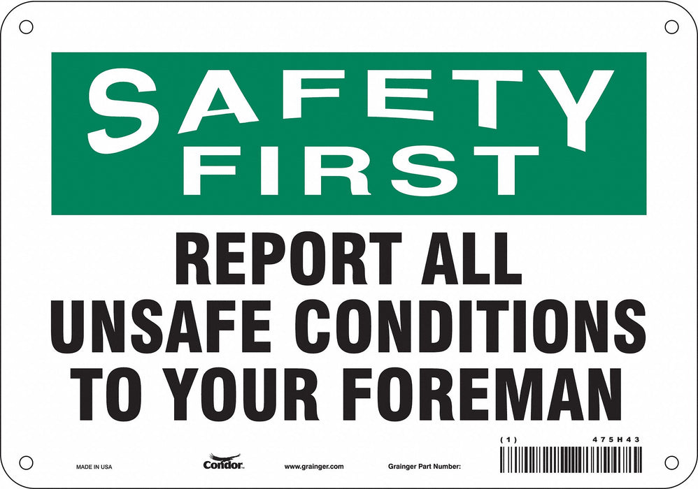 Safety Sign 7 in x 10 in Polyethylene