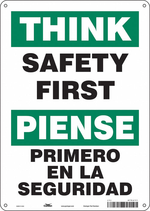 Safety Sign 14 inx10 in Polyethylene