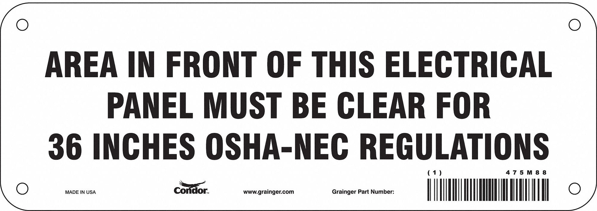 Safety Sign 3.5in x 10in Aluminum