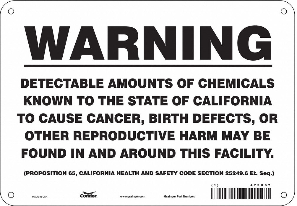 Safety Sign 10 Wx7 H 0.055 Thickness