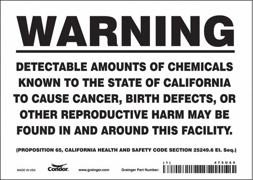 Safety Sign 7 Wx5 H 0.004 Thickness