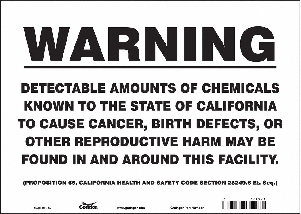 Safety Sign 14 Wx10 H 0.004 Thickness