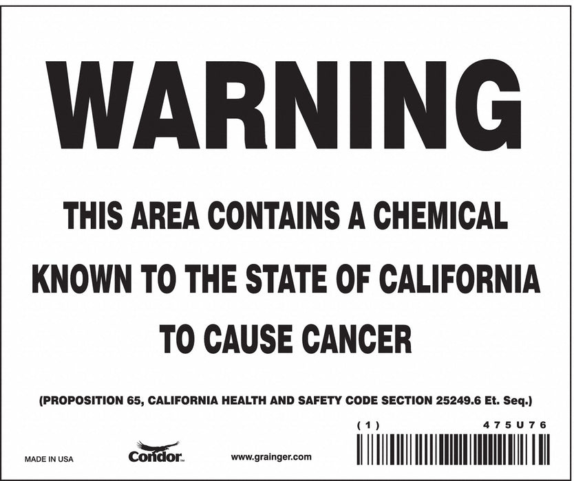 Safety Sign 6 Wx5 H 0.004 Thickness