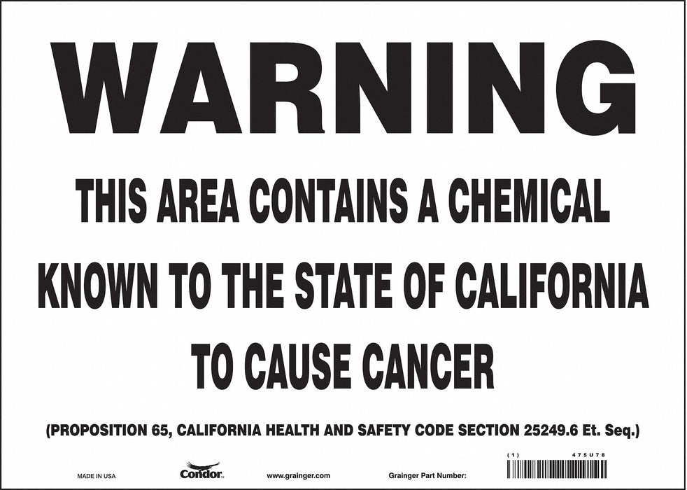 Safety Sign 14 Wx10 H 0.004 Thickness