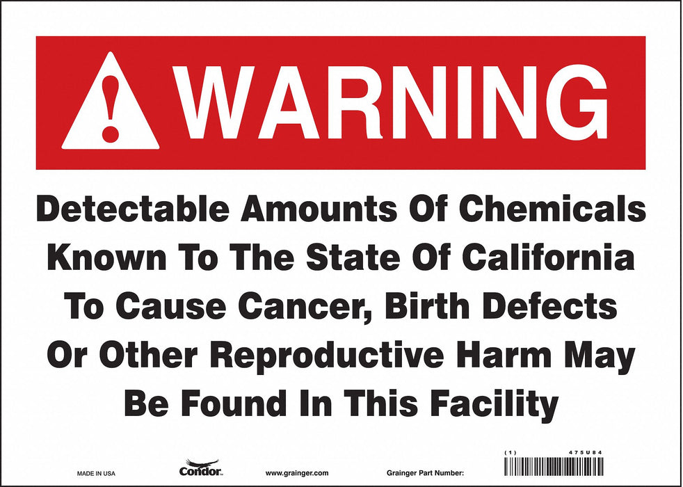 Safety Sign 14 Wx10 H 0.004 Thickness