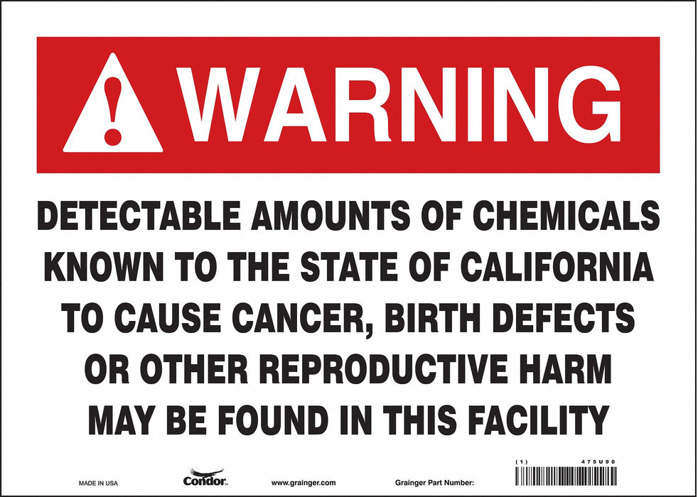 Safety Sign 14 Wx10 H 0.004 Thickness