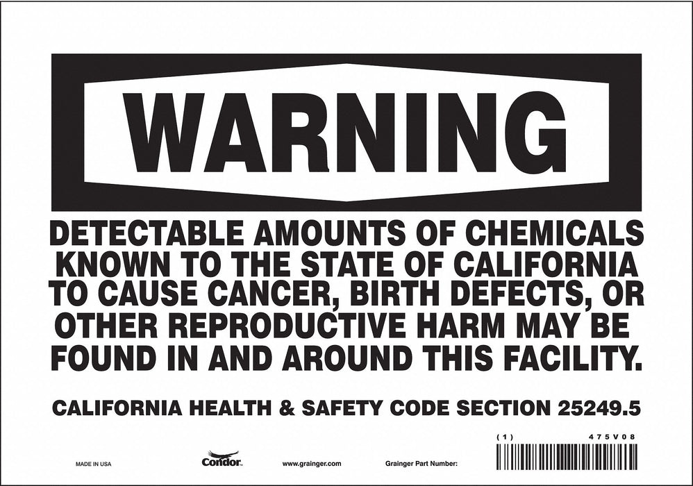 Safety Sign 10 Wx7 H 0.004 Thickness
