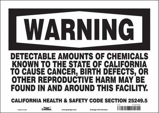Safety Sign 14 Wx10 H 0.004 Thickness