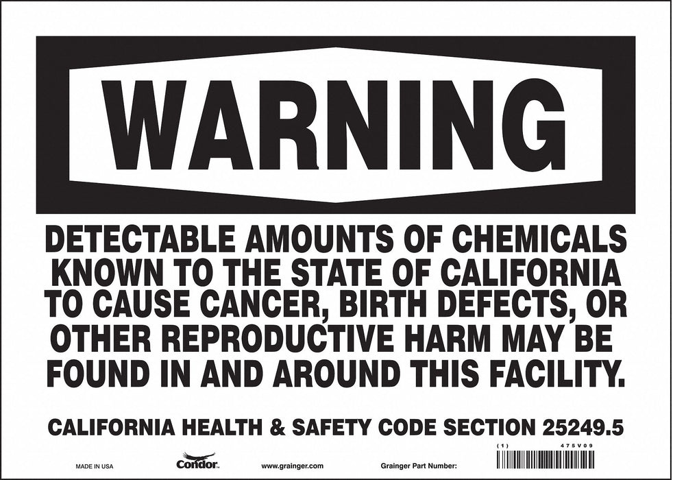 Safety Sign 14 Wx10 H 0.004 Thickness