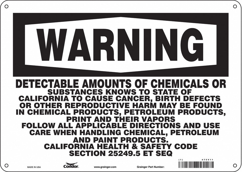 Safety Sign 14 Wx10 H 0.032 Thickness