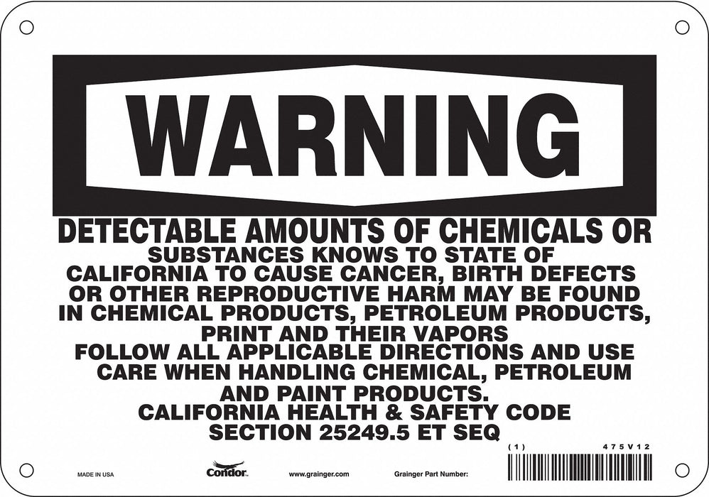 Safety Sign 10 Wx7 H 0.055 Thickness