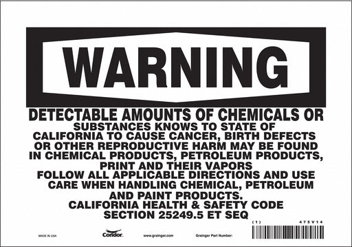 Safety Sign 10 Wx7 H 0.004 Thickness
