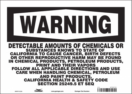 Safety Sign 14 Wx10 H 0.004 Thickness