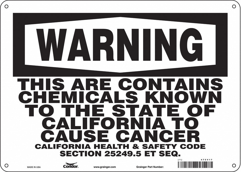 Safety Sign 14 Wx10 H 0.032 Thickness