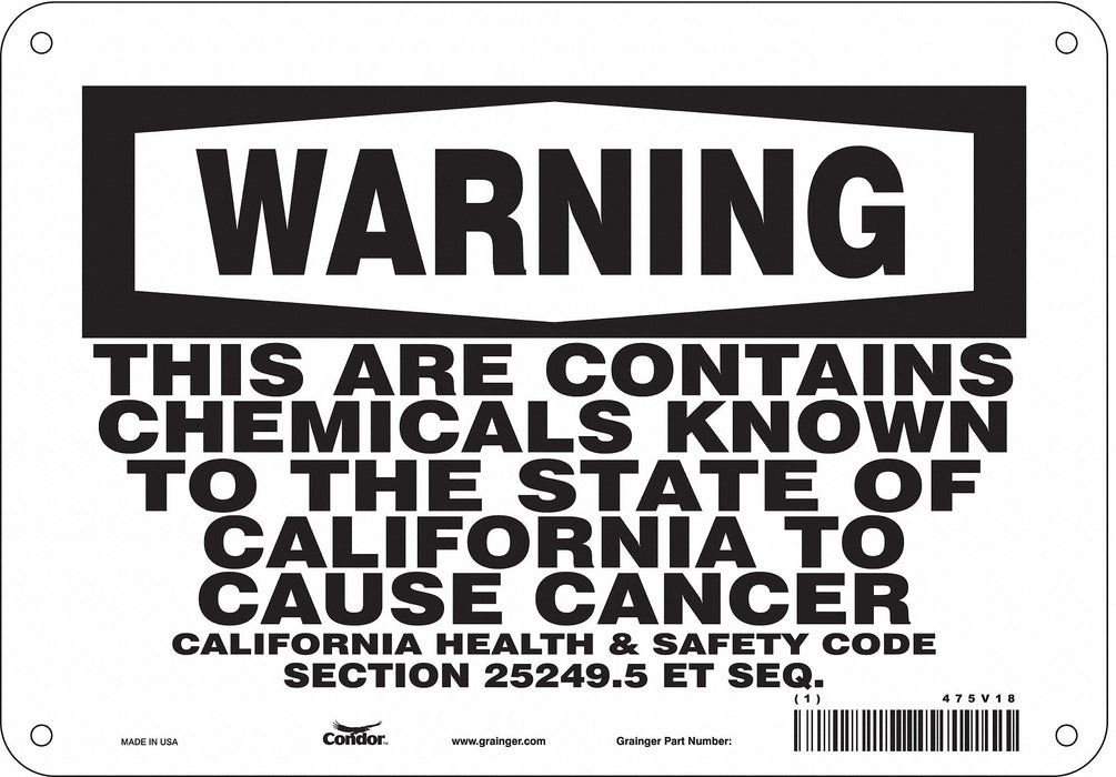 Safety Sign 10 Wx7 H 0.055 Thickness
