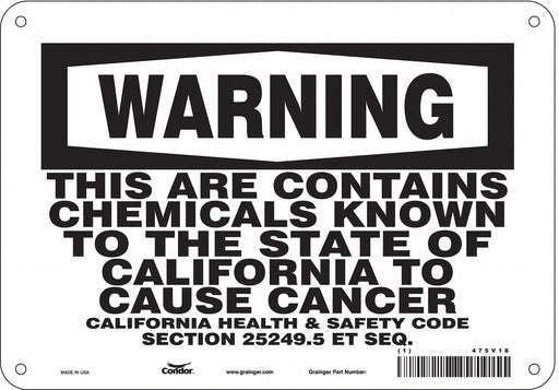 Safety Sign 10 Wx7 H 0.055 Thickness