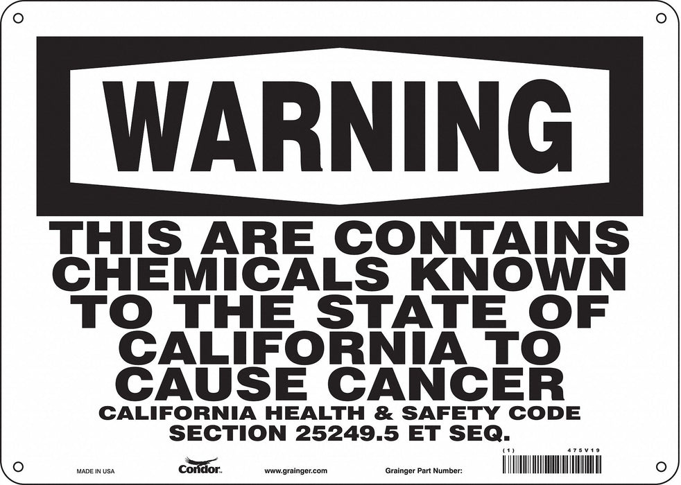 Safety Sign 14 Wx10 H 0.055 Thickness