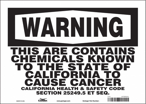 Safety Sign 14 Wx10 H 0.004 Thickness