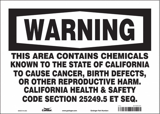 Safety Sign 14 Wx10 H 0.004 Thickness
