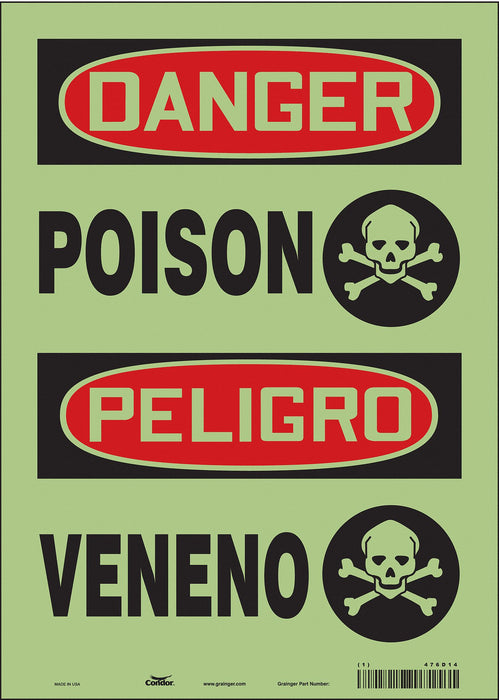 Safety Sign 14 in x 10 in Glow Vinyl