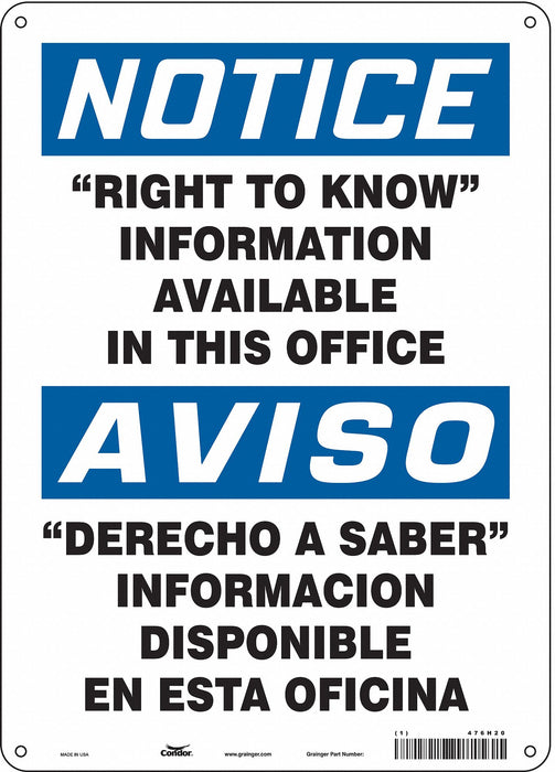 Safety Sign 14 in x 10 in Polyethylene