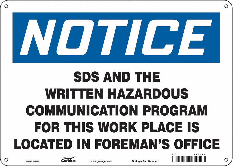Safety Sign 10 in x 14 in Polyethylene
