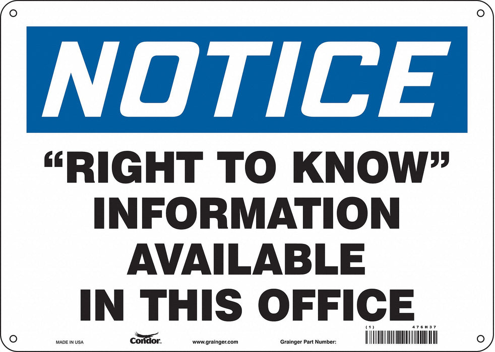Safety Sign 10 in x 14 in Aluminum