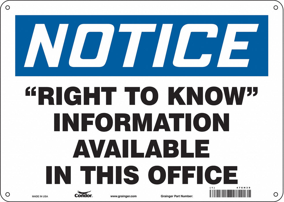 Safety Sign 10 in x 14 in Polyethylene