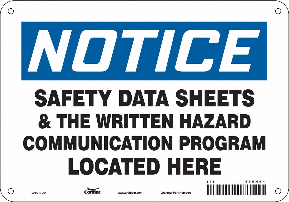 J9712 Safety Sign 7 inx10 in Polyethylene