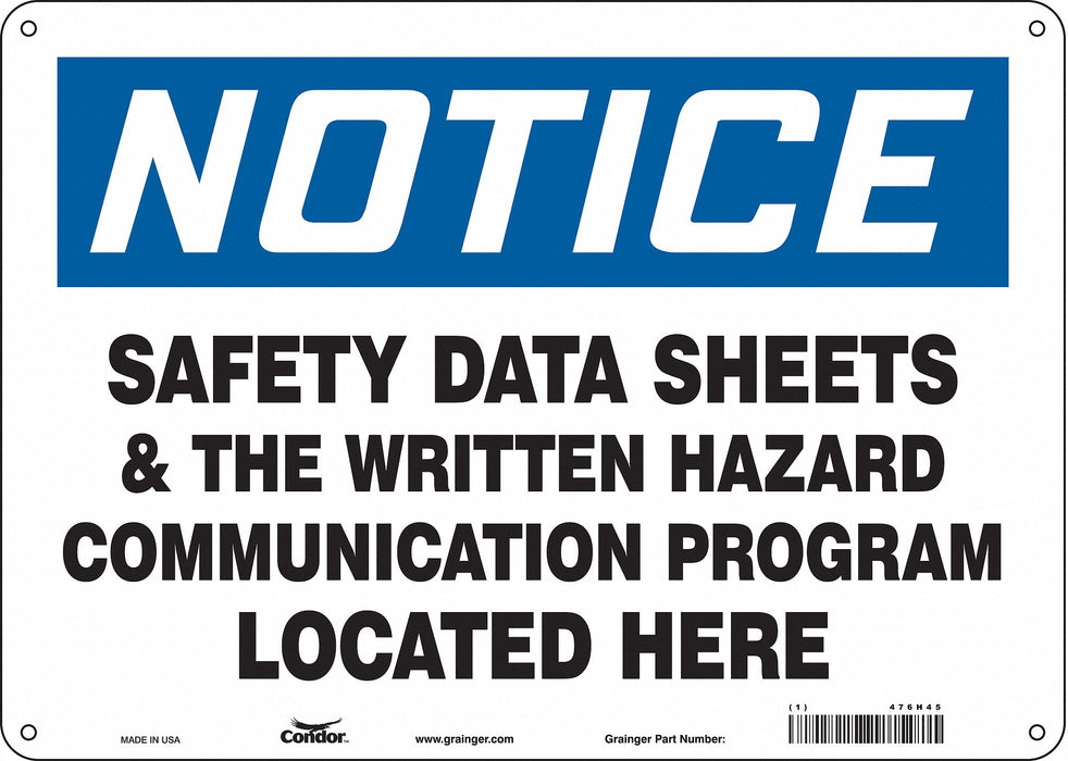 J9712 Safety Sign 10 inx14 in Polyethylene
