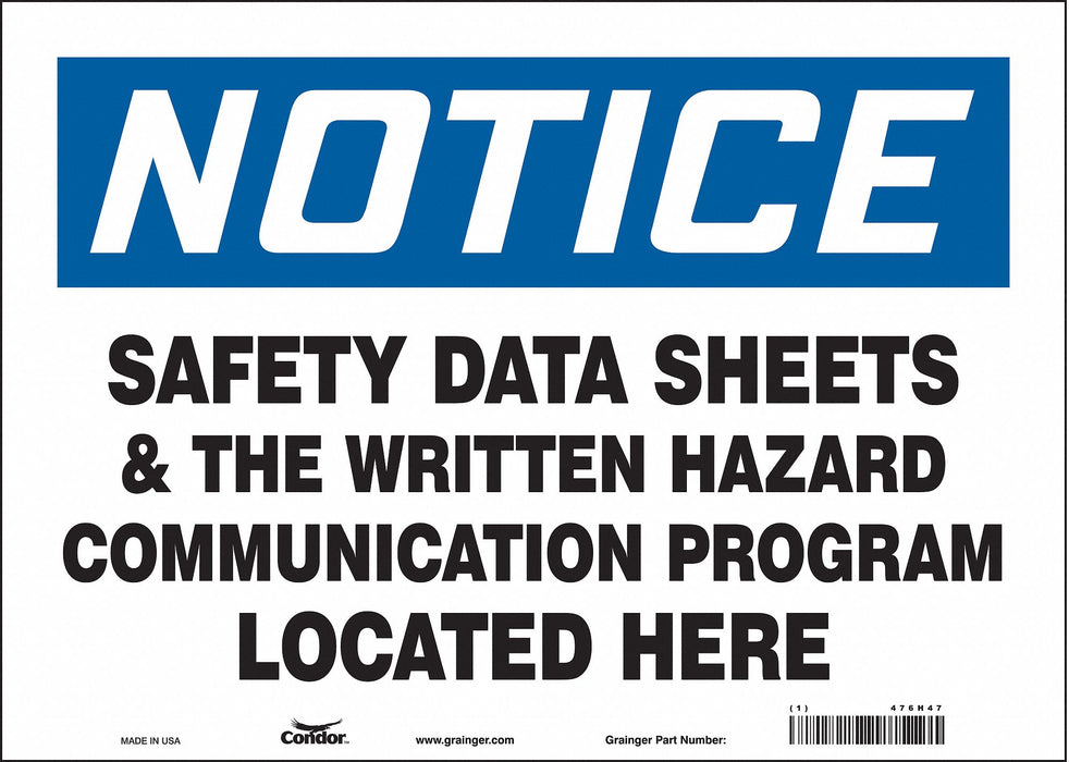 J9712 Safety Sign 10 inx14 in Vinyl