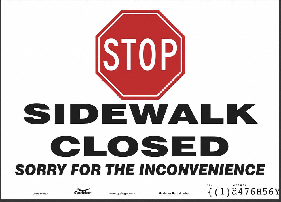 Safety Sign 10 inx14 in Polyethylene