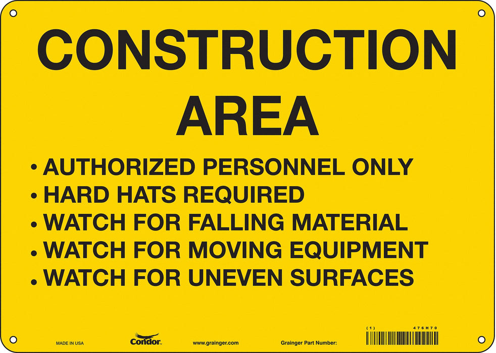 Safety Sign 10 inx14 in Polyethylene