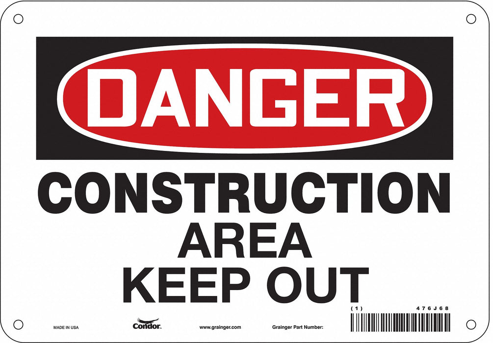 Safety Sign 7 inx10 in Polyethylene