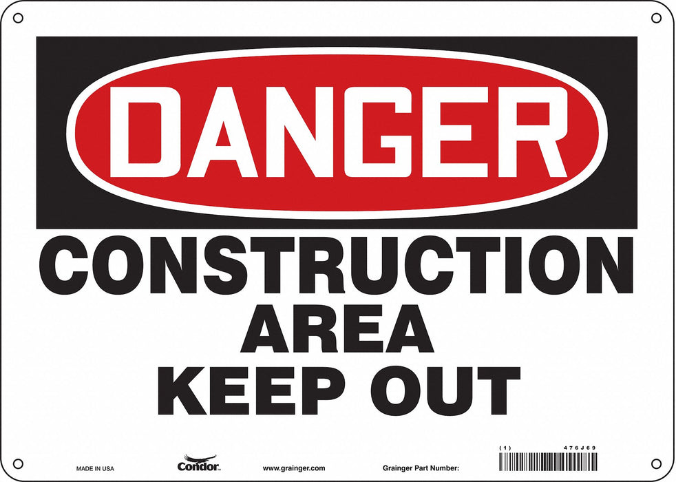 Safety Sign 10 inx14 in Polyethylene