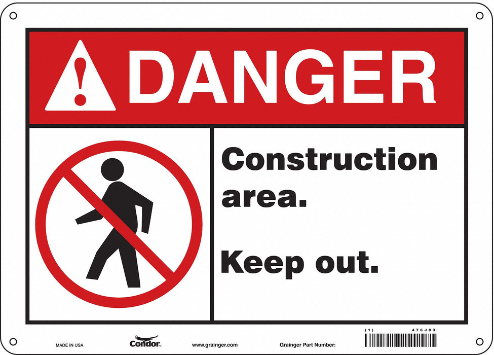 Safety Sign 10 inx14 in Polyethylene