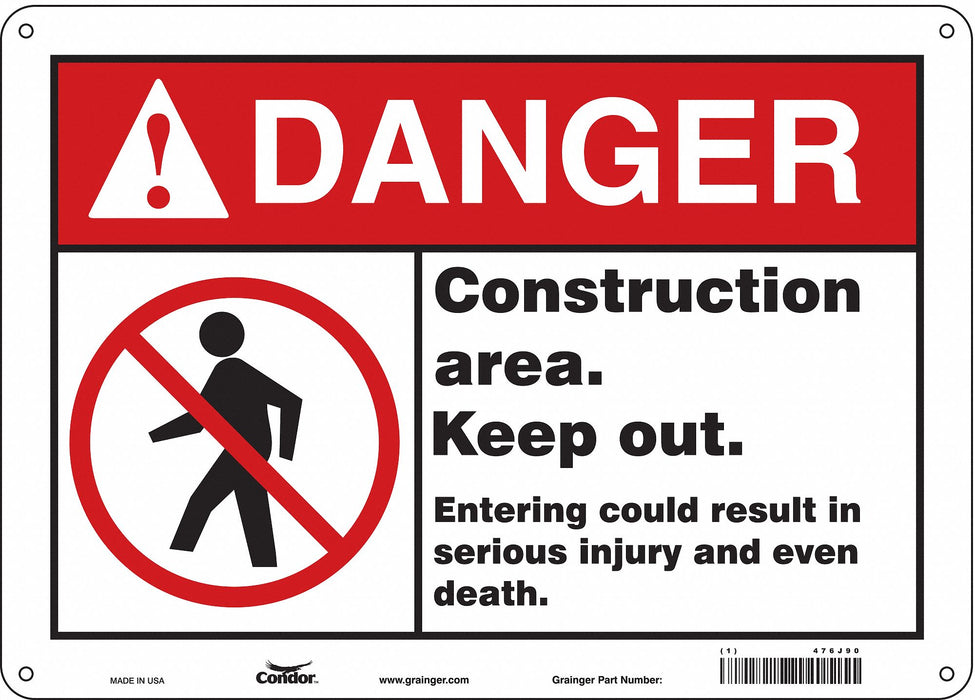 Safety Sign 10 inx14 in Polyethylene