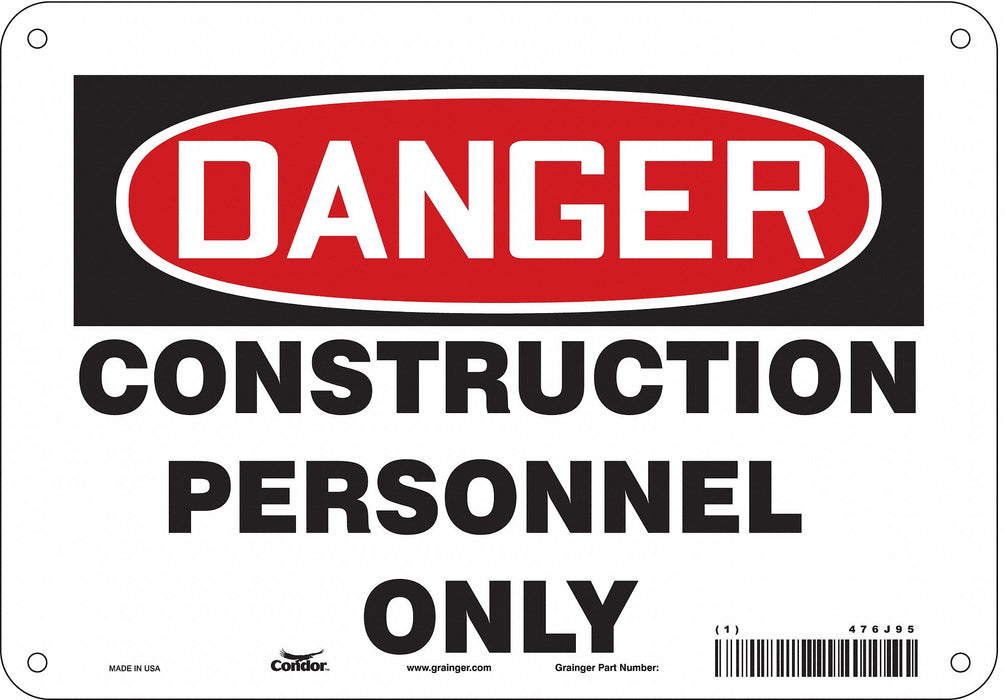Safety Sign 7 in x 10 in Polyethylene