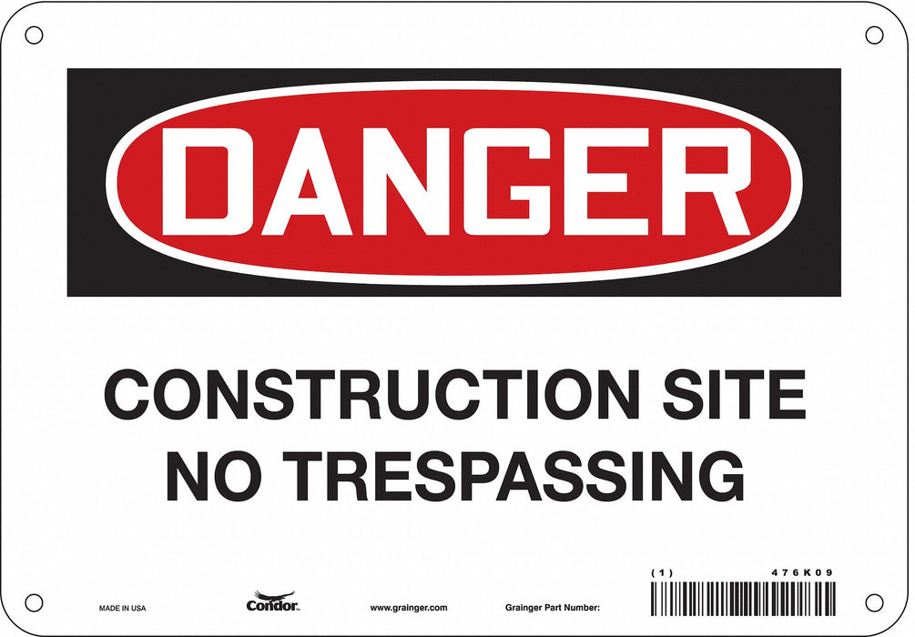 Safety Sign 7 in x 10 in Aluminum