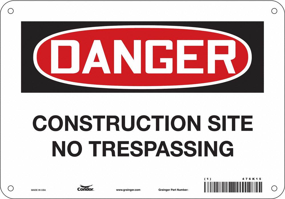 Safety Sign 7 in x 10 in Polyethylene