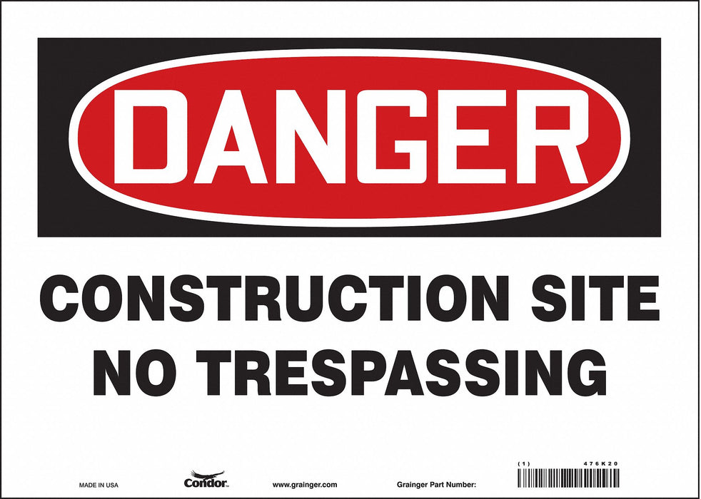 Safety Sign 10 in x 14 in Vinyl