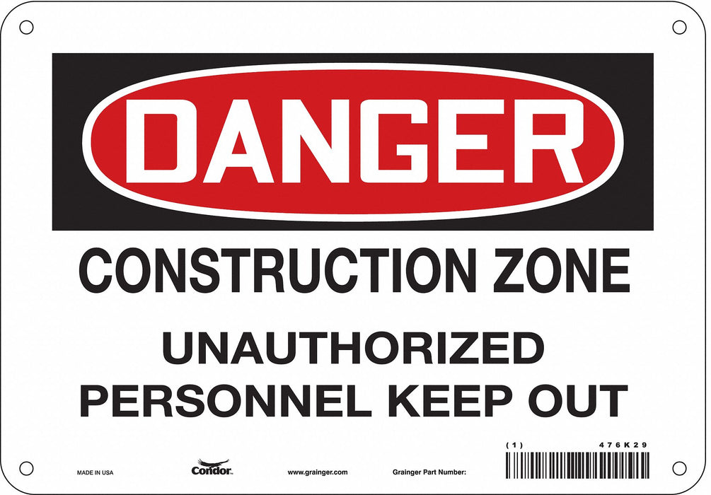 Safety Sign 7 in x 10 in Polyethylene