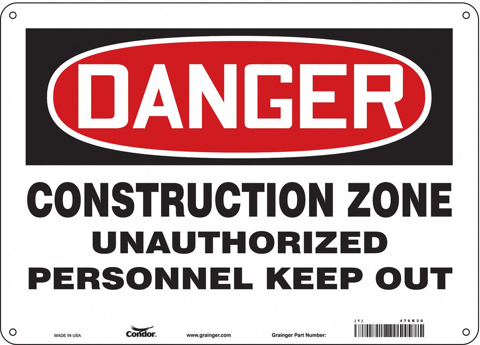 Safety Sign 10 inx14 in Polyethylene