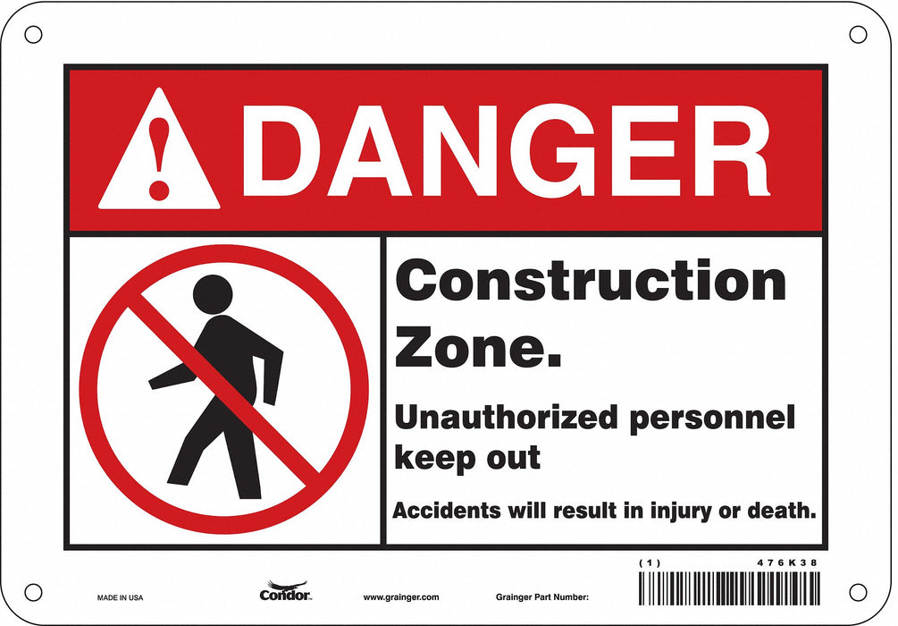 Safety Sign 7 in x 10 in Polyethylene