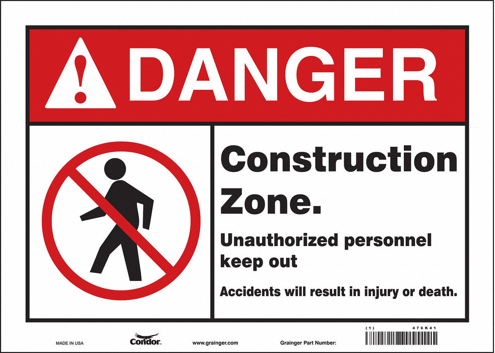 Safety Sign 10 in x 14 in Vinyl